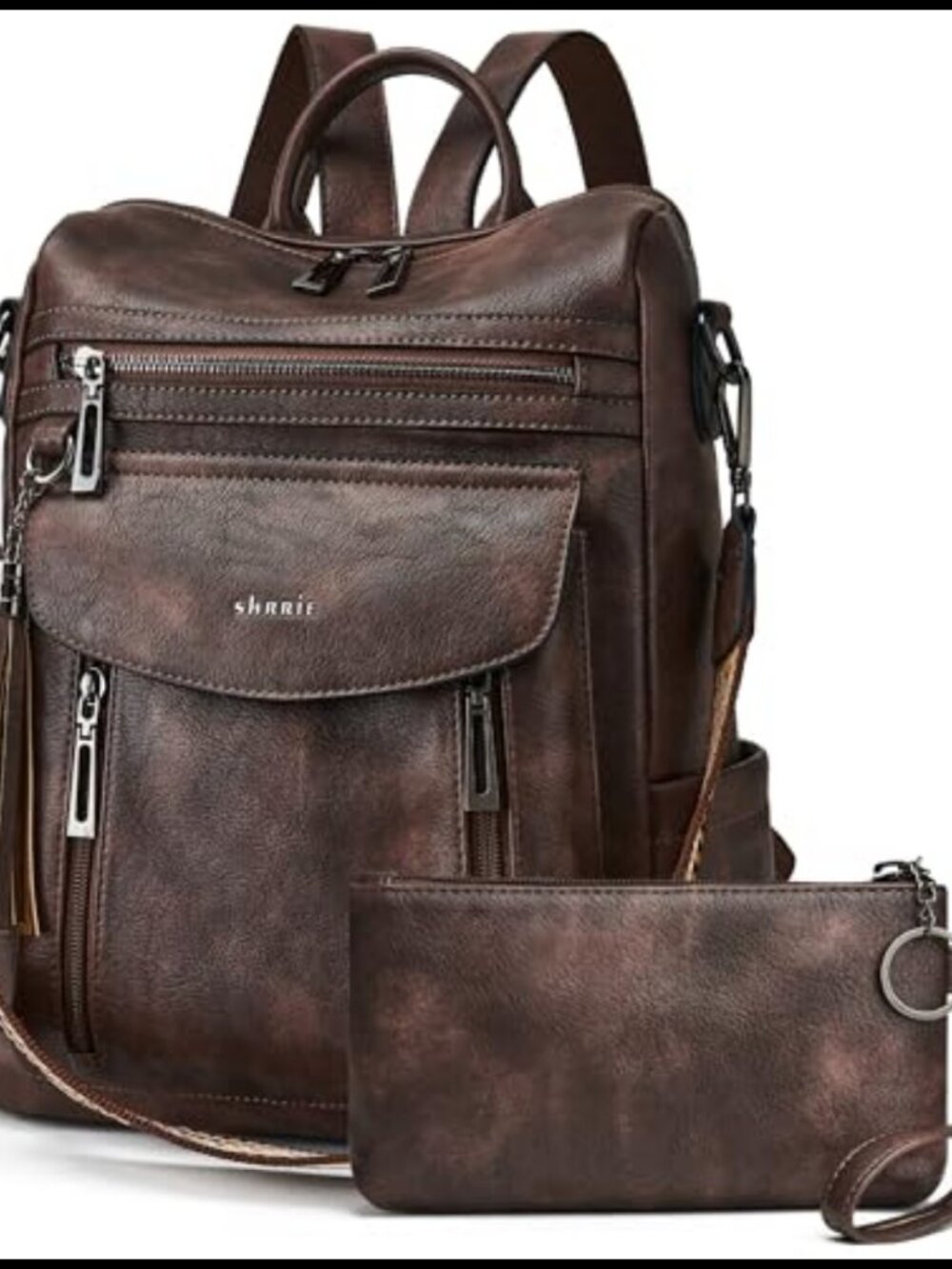 Faux Leather Backpack Purse Convertible Shoulder Bag Wristlet